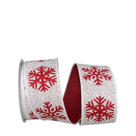 JAM Paper 2.5" X 10yd. Wired Snowflake Drifts Ribbon 4 JAM Paper 2.5" X 10yd. Wired Snowflake Drifts Ribbon - Image 2