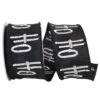 JAM Paper 2.5" X 10yd. Black & White Ho-Ho-Ho Embroidered Dupioni Wired Ribbon -Northlight Shop D377062S 1