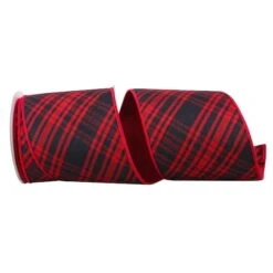 JAM Paper 4" X 10yd. Wired Buffalo Cabin Plaid Ribbon
