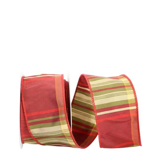 JAM Paper 2.5" X 10yd. Dupioni Wired Edge Woodland Plaid Ribbon 4 JAM Paper 2.5" X 10yd. Dupioni Wired Edge Woodland Plaid Ribbon - Image 2