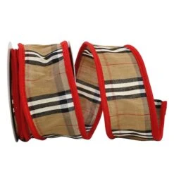 JAM Paper 2.5" X 10yd. Wired Burbank Plaid Ribbon