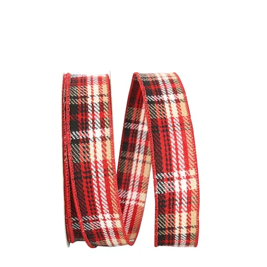 JAM Paper 1.5" X 20yd. Wired Burlington Tweed Plaid Ribbon 4 JAM Paper 1.5" X 20yd. Wired Burlington Tweed Plaid Ribbon - Image 2