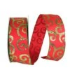 JAM Paper 2.5" X 50yd. Red & Green Scroll Wired Glitter Ribbon -Northlight Shop D377870S 1