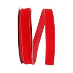 The Ribbon Roll 1.375" X 50yd. Velvet Wired Ribbon Hot Red