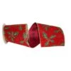 JAM Paper 2.5" X 10yd. Burgundy Glitter Holly Wired Velvet Ribbon