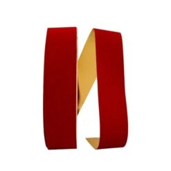 JAM Paper 2.5" X 100yd. Velvet Gold Back Ribbon Medium Red