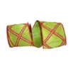 JAM Paper 4" X 5yd. Lime & Red Diamond Trim Lux Wired Plush Velvet Ribbon 2 JAM Paper 4" X 5yd. Lime & Red Diamond Trim Lux Wired Plush Velvet Ribbon -Northlight Shop D378226S 1
