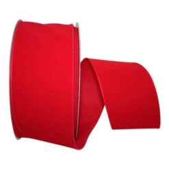Reliant 4" X 50yd. Wired Velvet Ribbon Red