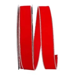 Reliant 1/2" X 50yd. Velvet Wired Ribbon Red/Silver