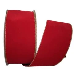 Reliant 4" X 50yd. Wired Velvet Ribbon Scarlet/Gold -Northlight Shop D378338S 1 1