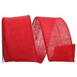 JAM Paper 2.5" X 10yd. Red Jute Wired Edge Burlap Ribbon -Northlight Shop D378582S 1 1