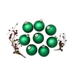 Whitehurst 8ct. 3.25" Matte Glass Ball Ornaments Green Matte 9 Whitehurst 8ct. 3.25" Matte Glass Ball Ornaments Green Matte -Northlight Shop D384954S 13