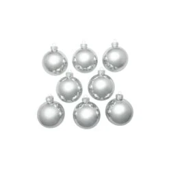 Whitehurst 8ct. 3.25" Shiny Glass Ball Ornaments Silver Shiny 8 Whitehurst 8ct. 3.25" Shiny Glass Ball Ornaments Silver Shiny -Northlight Shop D384977S 12