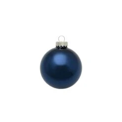 Whitehurst 8ct. 3.25" Shiny Glass Ball Ornaments Midnight Blue Shiny