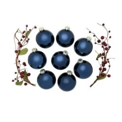 Whitehurst 8ct. 3.25" Shiny Glass Ball Ornaments Midnight Blue Shiny -Northlight Shop D385015S 13