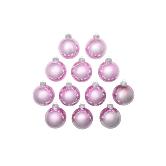 Whitehurst 12ct. 2.75" Shiny Glass Ball Ornaments Baby Pink Shiny 5 Whitehurst 12ct. 2.75" Shiny Glass Ball Ornaments Baby Pink Shiny - Image 3