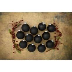 Whitehurst 12ct. 2.75" Matte Glass Ball Ornaments Black Matte -Northlight Shop D385030S 13