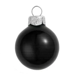 2ct. 6" Shiny Glass Ball Ornaments Black Shiny