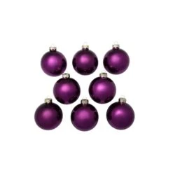 Whitehurst 8ct. 3.25" Shiny Glass Ball Ornaments Purple Shiny -Northlight Shop D385089S 12