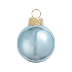 Whitehurst 6ct. 4" Shiny Glass Ball Ornaments Baby Blue Shiny