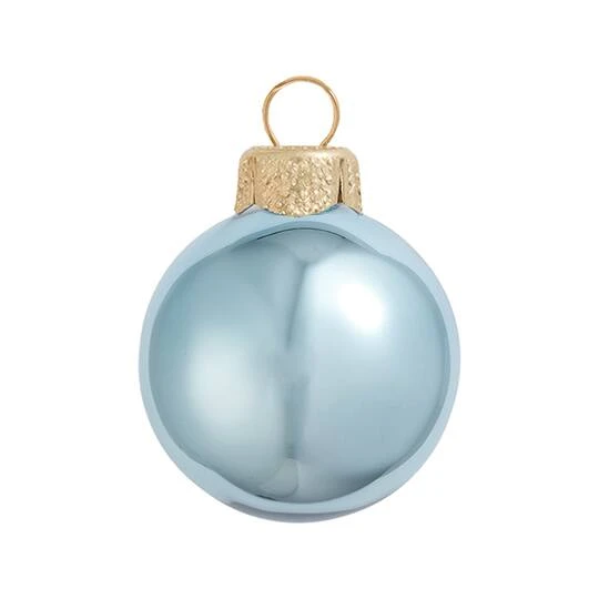 Whitehurst 6ct. 4" Shiny Glass Ball Ornaments Baby Blue Shiny 3 Whitehurst 6ct. 4" Shiny Glass Ball Ornaments Baby Blue Shiny