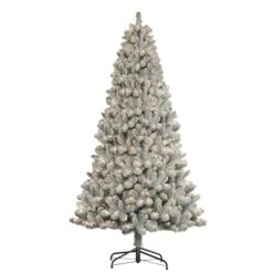 7.5ft. Pre-Lit Flocked Virginia Pine Artificial Christmas Tree, Clear Lights