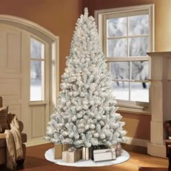 7.5ft. Pre-Lit Flocked Virginia Pine Artificial Christmas Tree, Clear Lights -Northlight Shop D393381S 3