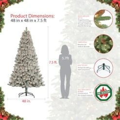 7.5ft. Pre-Lit Flocked Virginia Pine Artificial Christmas Tree, Clear Lights -Northlight Shop D393381S 5