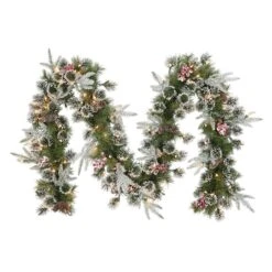 9ft. Pre-Lit Pinecones & Red Berries Garland -Northlight Shop D393385S 1