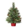 2ft. Pre-Lit Artificial Christmas Tree In Red Base, Warm White LED Lights 2 2ft. Pre-Lit Artificial Christmas Tree In Red Base, Warm White LED Lights -Northlight Shop D393391S 1