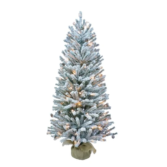 3 Ft. Pre-Lit Flocked Fir Artificial Christmas Tree, 50 Lights 4 3 Ft. Pre-Lit Flocked Fir Artificial Christmas Tree, 50 Lights - Image 2