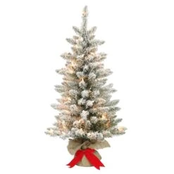 3ft. Pre-Lit Flocked Fraser Fir Artificial Christmas Tree, Clear Lights 7 3ft. Pre-Lit Flocked Fraser Fir Artificial Christmas Tree, Clear Lights -Northlight Shop D393455S 1 1