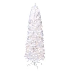7.5ft. Pre-Lit White Pencil Northern Fir Artificial Christmas Tree, Clear Lights 9 7.5ft. Pre-Lit White Pencil Northern Fir Artificial Christmas Tree, Clear Lights -Northlight Shop D393472S 1 1