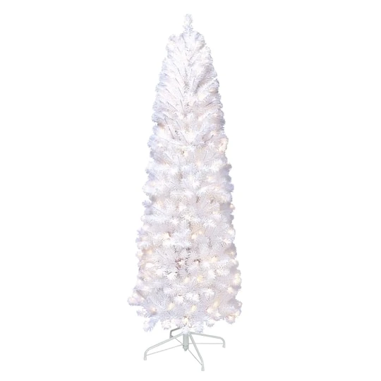 7.5ft. Pre-Lit White Pencil Northern Fir Artificial Christmas Tree, Clear Lights 4 7.5ft. Pre-Lit White Pencil Northern Fir Artificial Christmas Tree, Clear Lights - Image 2