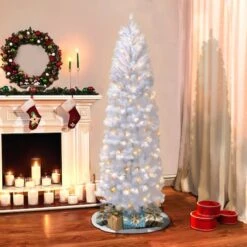 7.5ft. Pre-Lit White Pencil Northern Fir Artificial Christmas Tree, Clear Lights 11 7.5ft. Pre-Lit White Pencil Northern Fir Artificial Christmas Tree, Clear Lights -Northlight Shop D393472S 3