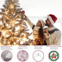 7.5ft. Pre-Lit White Pencil Northern Fir Artificial Christmas Tree, Clear Lights 12 7.5ft. Pre-Lit White Pencil Northern Fir Artificial Christmas Tree, Clear Lights -Northlight Shop D393472S 4