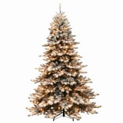 7.5ft. Pre-Lit Flocked Princess Pine Artificial Christmas Tree, Clear Lights 9 7.5ft. Pre-Lit Flocked Princess Pine Artificial Christmas Tree, Clear Lights -Northlight Shop D393476S 1 1