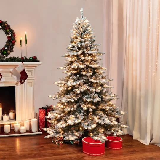 7.5ft. Pre-Lit Flocked Princess Pine Artificial Christmas Tree, Clear Lights 5 7.5ft. Pre-Lit Flocked Princess Pine Artificial Christmas Tree, Clear Lights - Image 3