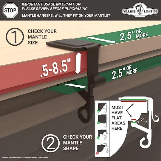 Village Lighting Mantel Garland & Stocking Hanger, 3ct. White 13 Village Lighting Mantel Garland & Stocking Hanger, 3ct. White - Image 11