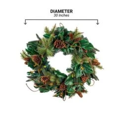 Village Lighting 30" Pre-Lit Magnolia Leaf Christmas Wreath, Clear LED Lights 17 Village Lighting 30" Pre-Lit Magnolia Leaf Christmas Wreath, Clear LED Lights -Northlight Shop D403185S 17