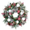 Village Lighting 30" Pre-Lit Frosted Wonderland Christmas Wreath, Red & Clear LED Lights 2 Village Lighting 30" Pre-Lit Frosted Wonderland Christmas Wreath, Red & Clear LED Lights -Northlight Shop D403209S 1