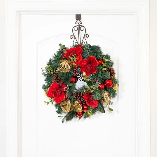 Village Lighting 24" Red Magnolia Wreath 7 Village Lighting 24" Red Magnolia Wreath - Image 5