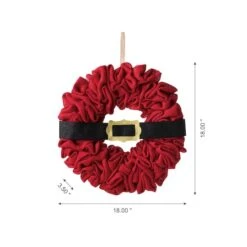 Glitzhome® 18" Christmas Red Belt Fabric Wreath 14 Glitzhome® 18" Christmas Red Belt Fabric Wreath -Northlight Shop D444197S 4