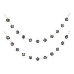 Glitzhome® 6ft. Black & White Plaid Fabric Garland, 2ct.