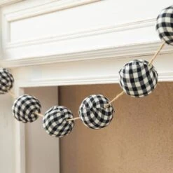 Glitzhome® 6ft. Black & White Plaid Fabric Garland, 2ct. -Northlight Shop D445246S 8