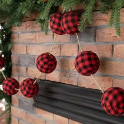Glitzhome® 6ft. Red & Black Plaid Fabric Garland, 2ct. 14 Glitzhome® 6ft. Red & Black Plaid Fabric Garland, 2ct. -Northlight Shop D445248S 4