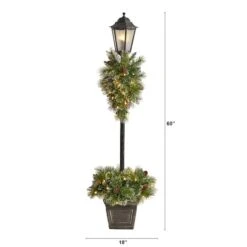 5ft. Pre-Lit LED Holiday Decorated Lamp Post With Faux Greenery In Decorative Container 15 5ft. Pre-Lit LED Holiday Decorated Lamp Post With Faux Greenery In Decorative Container -Northlight Shop D478687S 2
