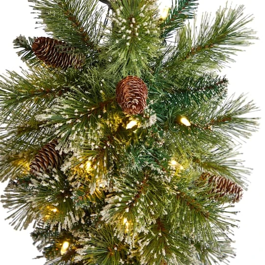 5ft. Pre-Lit LED Holiday Decorated Lamp Post With Faux Greenery In Decorative Container 7 5ft. Pre-Lit LED Holiday Decorated Lamp Post With Faux Greenery In Decorative Container - Image 5