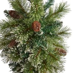 5ft. Pre-Lit LED Holiday Decorated Lamp Post With Faux Greenery In Decorative Container 18 5ft. Pre-Lit LED Holiday Decorated Lamp Post With Faux Greenery In Decorative Container -Northlight Shop D478687S 5