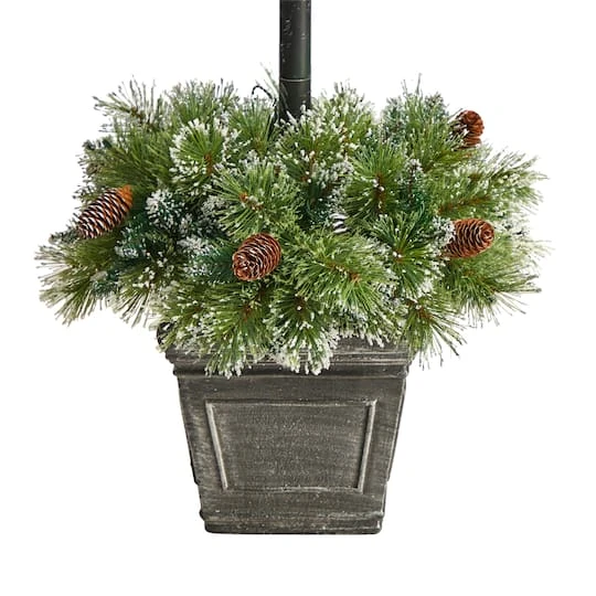 5ft. Pre-Lit LED Holiday Decorated Lamp Post With Faux Greenery In Decorative Container 9 5ft. Pre-Lit LED Holiday Decorated Lamp Post With Faux Greenery In Decorative Container - Image 7